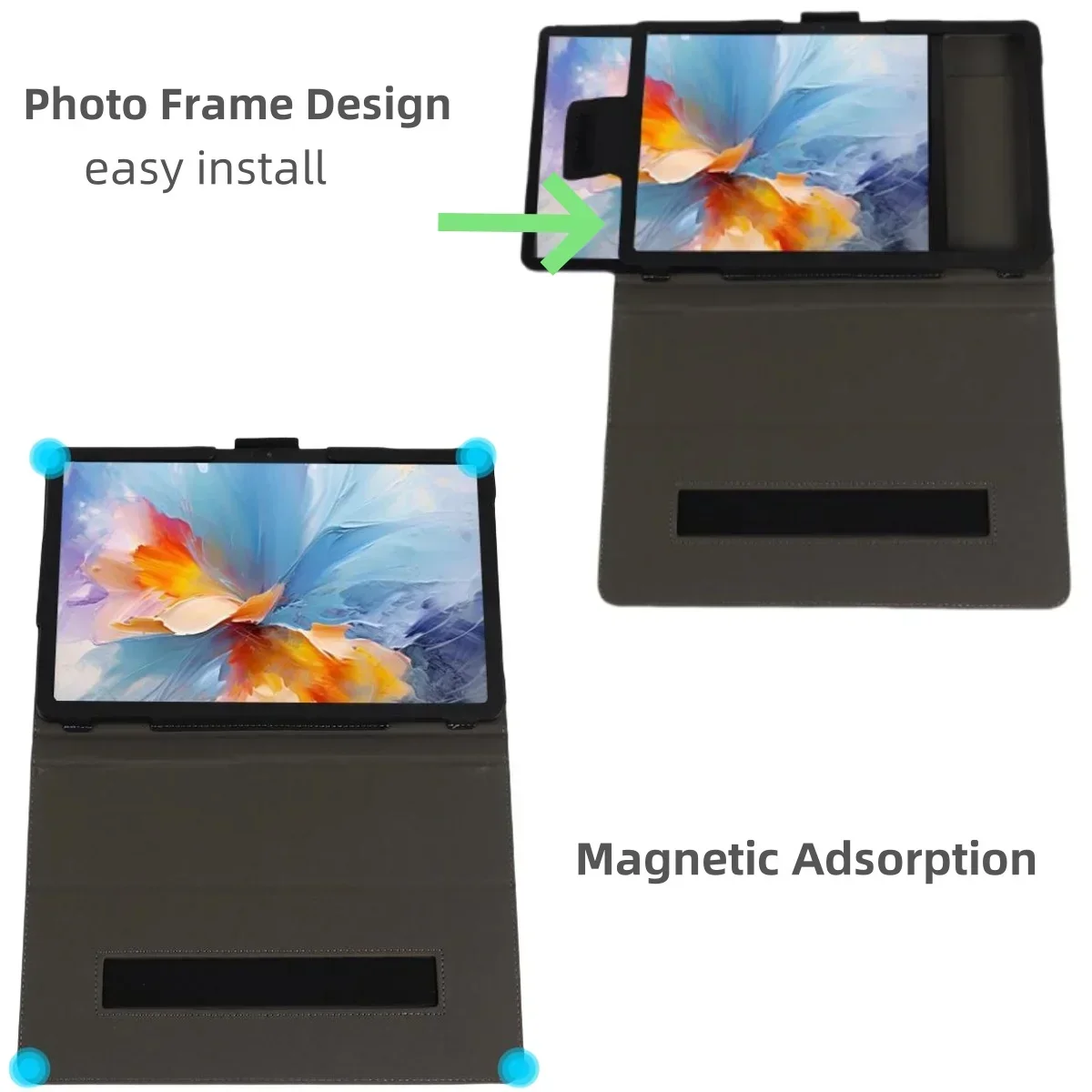 Magnet Cover for Samsung Galaxy Tab A9 Plus 11 Inch A9+ Tablet Case Pu Leather with Wristband Shockproof Protective Shell