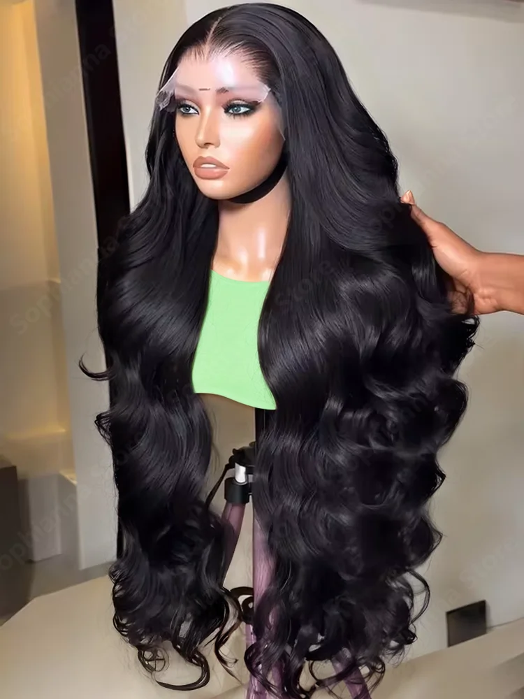 250 Density Body Wave 13x4 HD Transparent Lace Front 100 Human Hair Wig black 13x6 Lace Frontal Wigs 40 Inch Pre Plucked