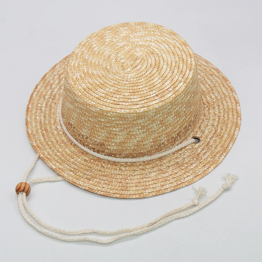 Spring Summer Sun Hat Beach Straw Woven Breathable Rope Braid Flat Top Straw Hat for Women Kids Export