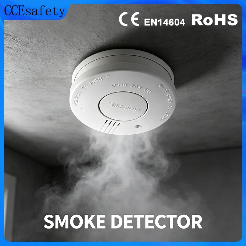 Smoke Detector 9V Replaceable Battery Smoke And Fire Alarm Smoke Sensor Low Battery Beep For Kitchen Bedroom Office CE EN14604