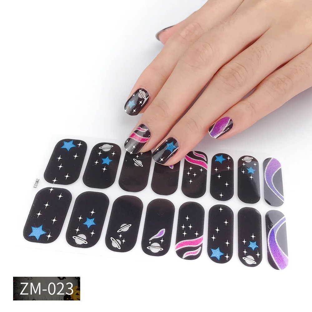 

MEBIS Nail Stickers ZM Halloween Series 16finger Nail Art Stickers Full Sticker Christmas Nail Stickers Pumpkin Spider Blood Pr