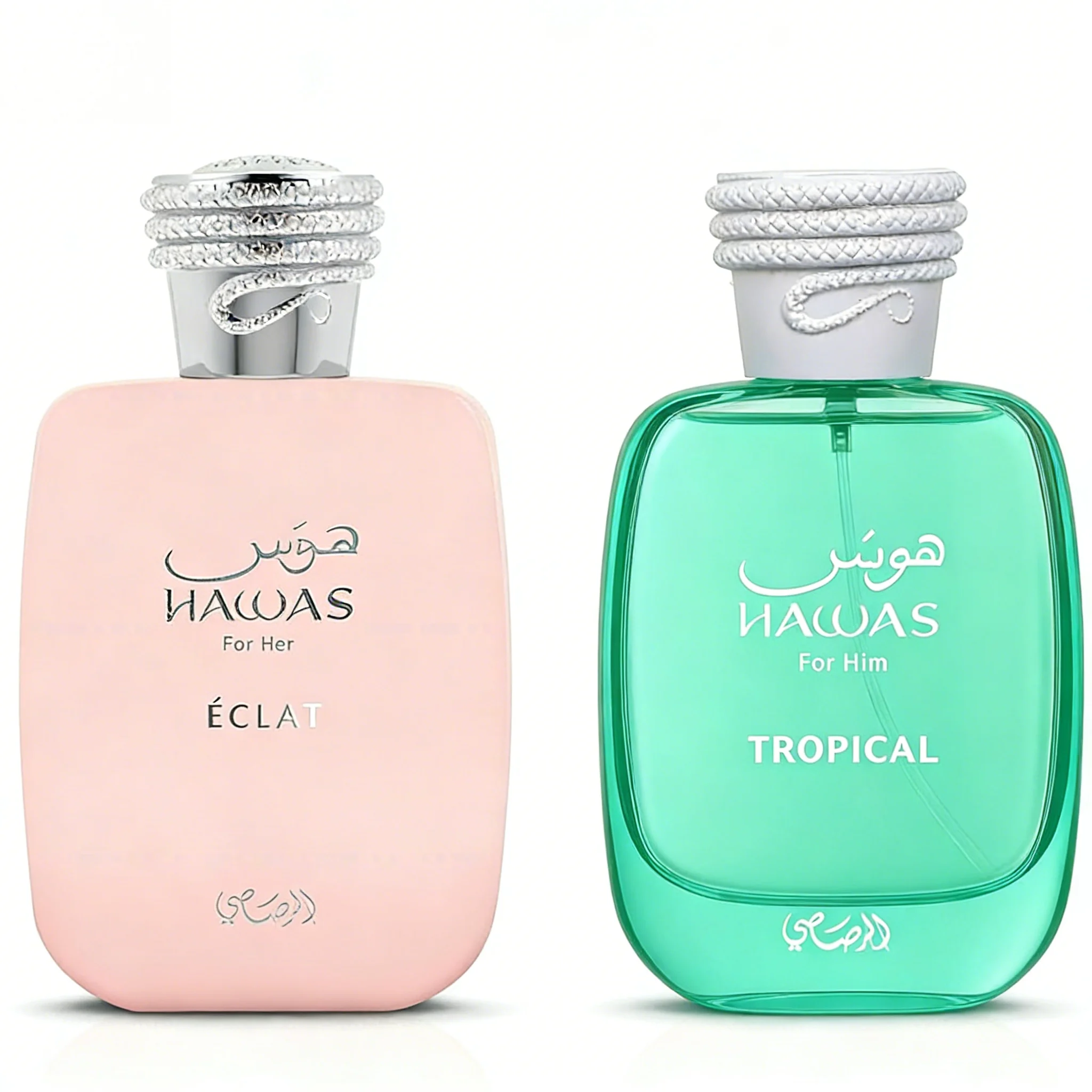 

Hawas Eclat Women's & Rasasi Hawas Tropical Men's Eau De Parfum Spray Fragrance Set 3.4 Ounce Each