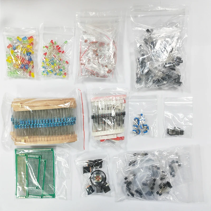 1900 pcs Mega Electronic Component Kit including Assortment + Capacitors + Resistors + LED + Transistors + DC Jacks + PCB +opamp