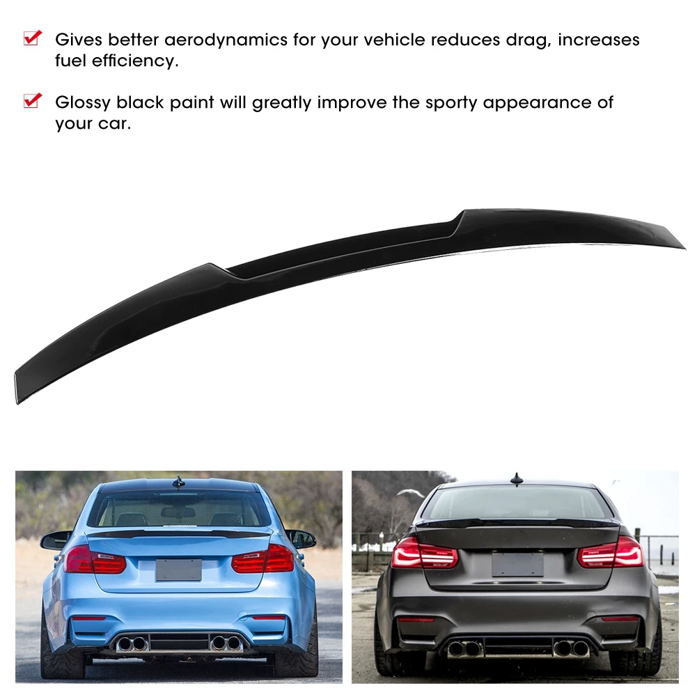 

Для M4 Глянцевый черный высокий спойлер на крышку багажника, подходит для 3 серии F30 2013-2019, спойлер на багажник, спойлер на заднюю крышку багажника