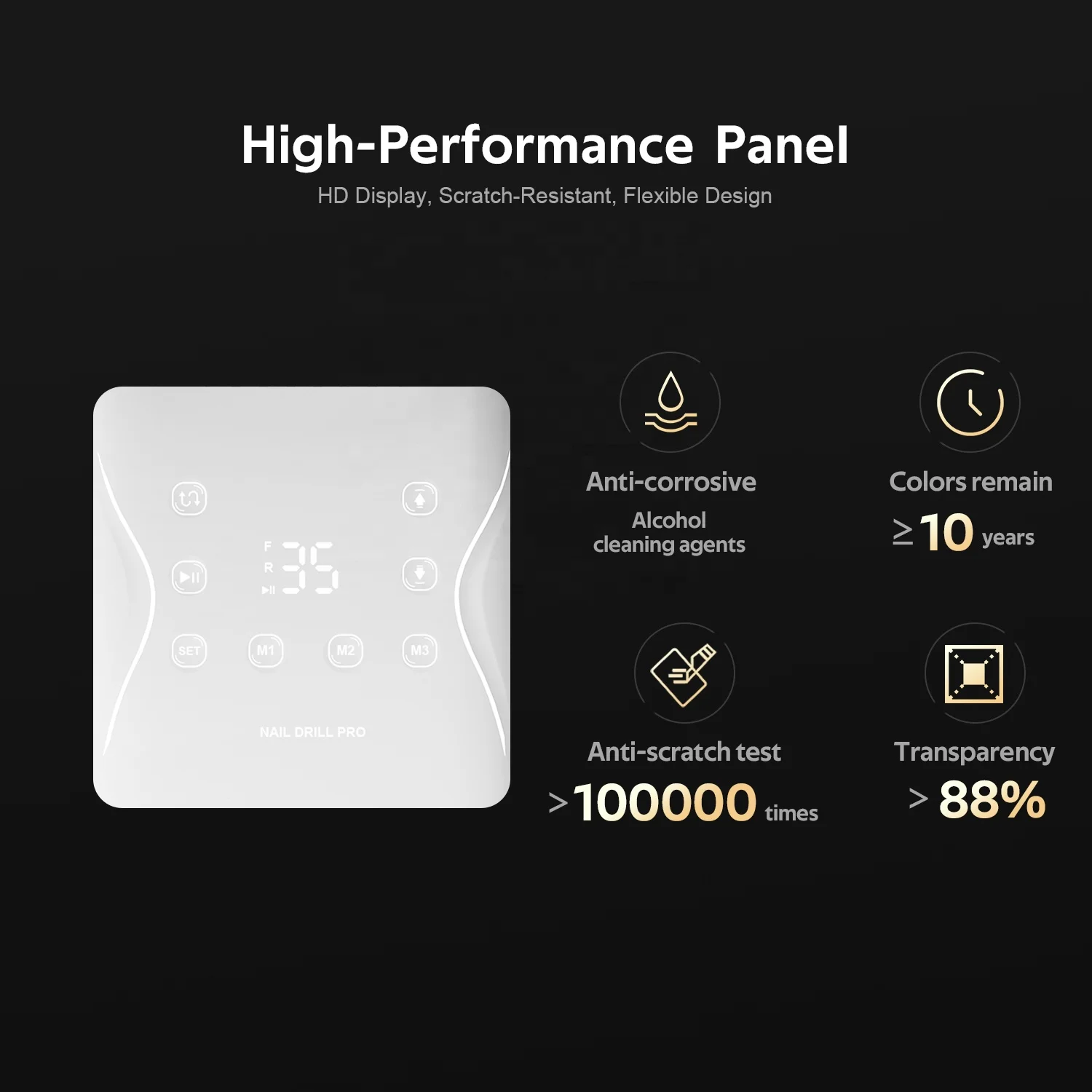 مبرد أظافر كهربائي 35000 دورة في الدقيقة آلة أظافر 3 أوضاع محددة مسبقًا تعمل باللمس آلة حفر أظافر احترافية #4