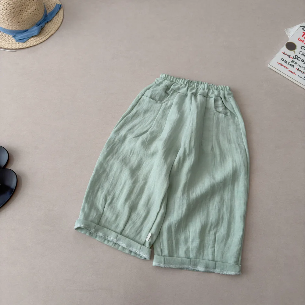 2026 Sommer Koreanischer Stil Jungenhosen Einfarbig Elastischer Bund Lockere Kinderhosen Dünne Weiche Kinderhosen Tägliche Outfits – Detail 5