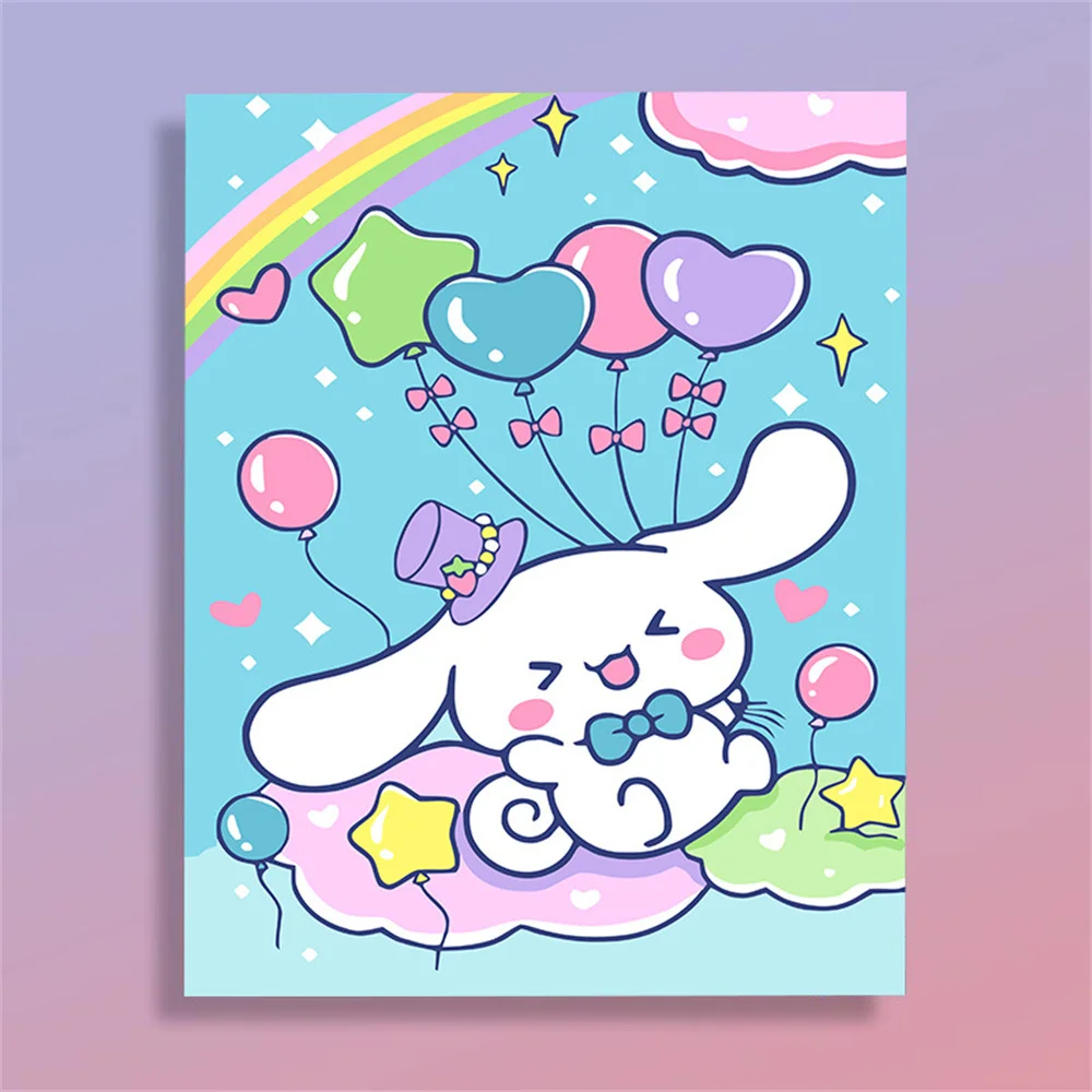 

Sanrio Oil Painting By Numbers Cartoon Colorful Acrylic Paint By Numbers Cinnamoroll DIY Drawing On Canvas Balloon Wall Decor