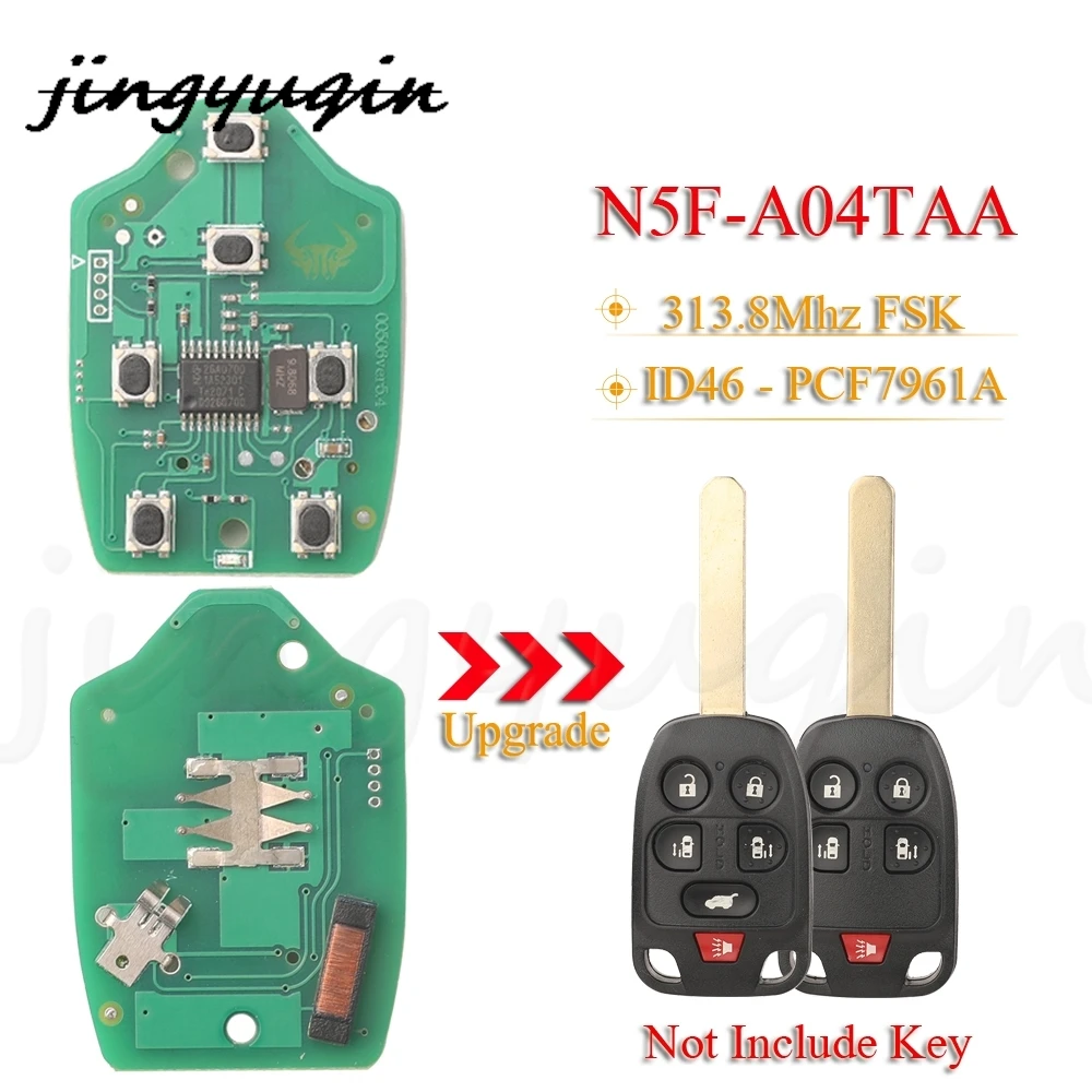 Jingyuqin N5F-A04TAA لوحة دوائر كهربائية عن بعد 313.8Mhz ID46 لهوندا أوديسي EX 2011 2012 2013 2014 المفاتيح مفاتيح السيارات التحكم