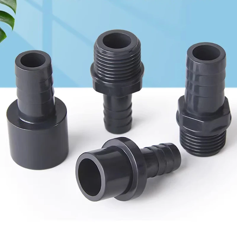 1~5Pcs Dark Grey PVC Pagoda Connector 20/25 To 12/16/20mm Garden Irrigation Hose Fish Tank Accessories PVC Pipe Adapter Fittings