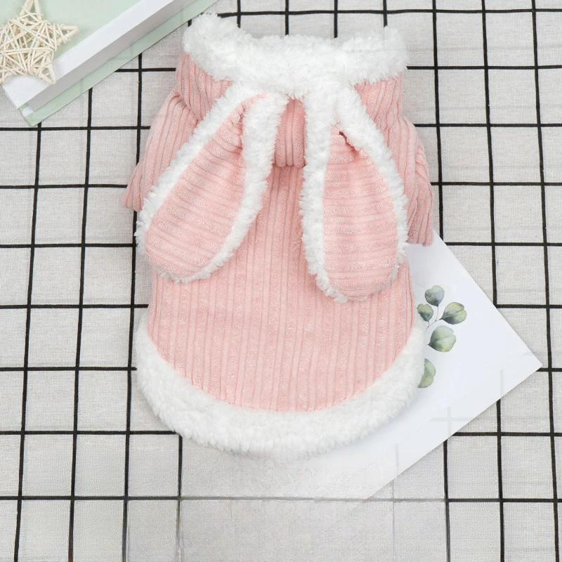 2025 Dog Clothes Autumn and Winter Thickened Velvet Rabbit Clothes Puppy Corgi Small Dog Cat Pet Clothes