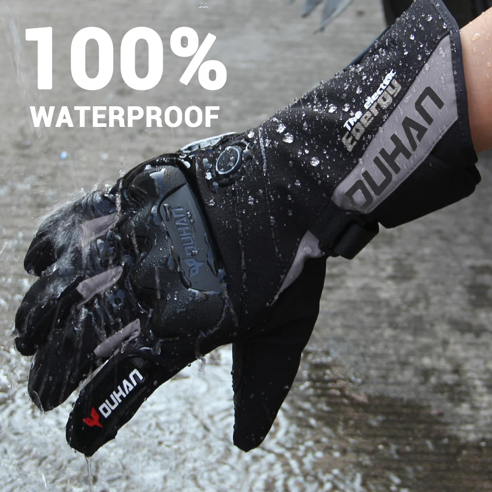 DUHAN Waterproof Motorcycle Heated Gloves USB Electric Motocross Heating Gloves Windproof Heated Gloves Winter Moto Protection