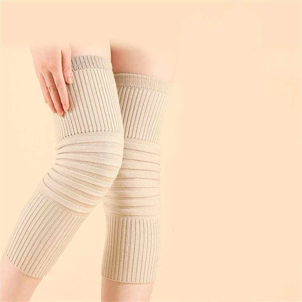 Ginocchiere calde lavorate a maglia in cashmere autunno inverno Leggings resistenti al freddo Manicotto protettivo per ginocchio scaldamuscoli antivento da equitazione spesso unisex