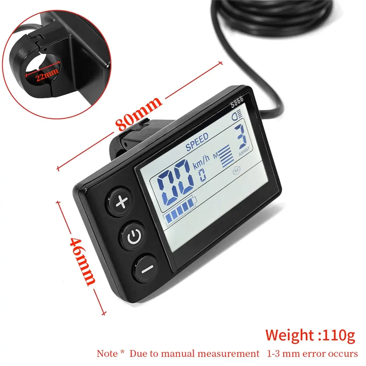 

(X07A) S866 Умный ЖК-дисплей, контроллер для электровелосипеда/скутера, для двигателя 24В-48В, запчасти и аксессуары для электровелосипедов, 250Вт