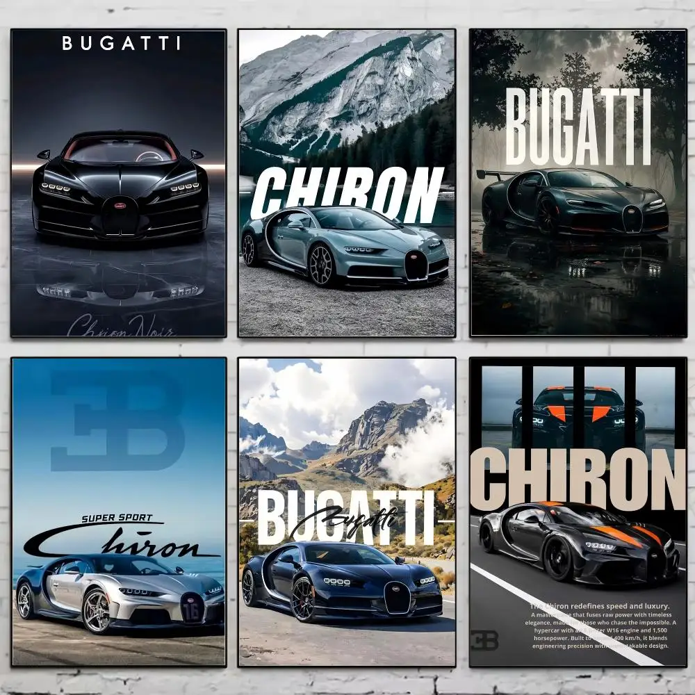 Super Car B-BUGATTI Poster Self Adhesive Waterproof PP Wall Sticker, Bedroom Home Decor Gift