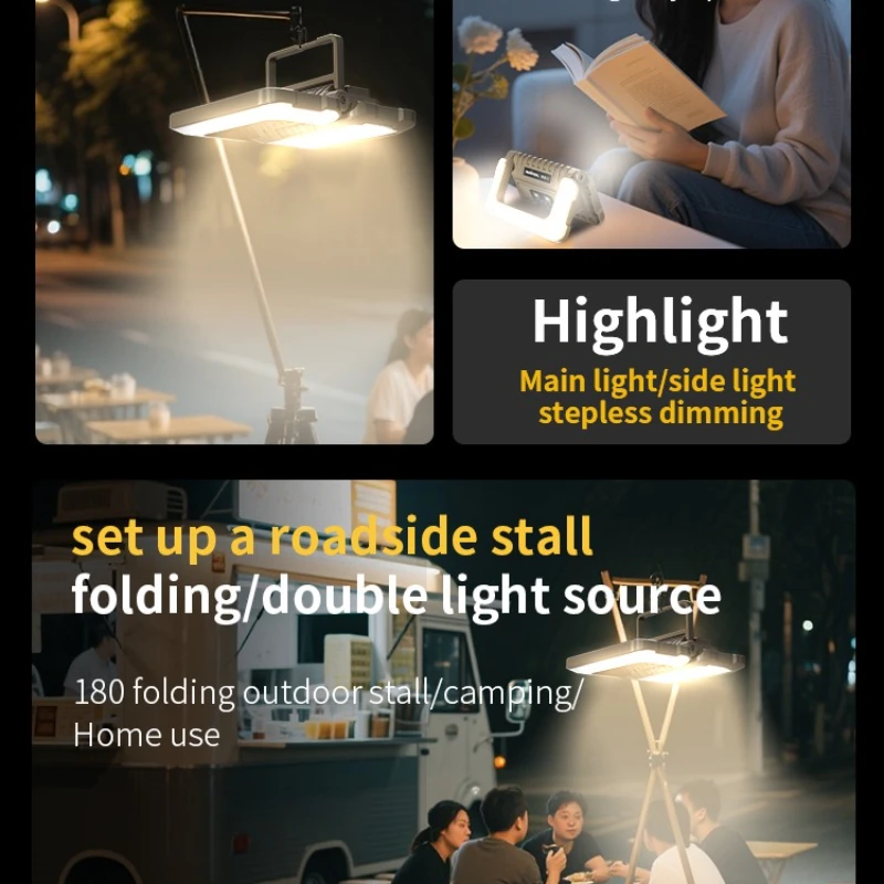 Luz LED recargable de alta potencia para tienda de campaña, reflector portátil de emergencia impermeable para exteriores, lámpara de noche colgante