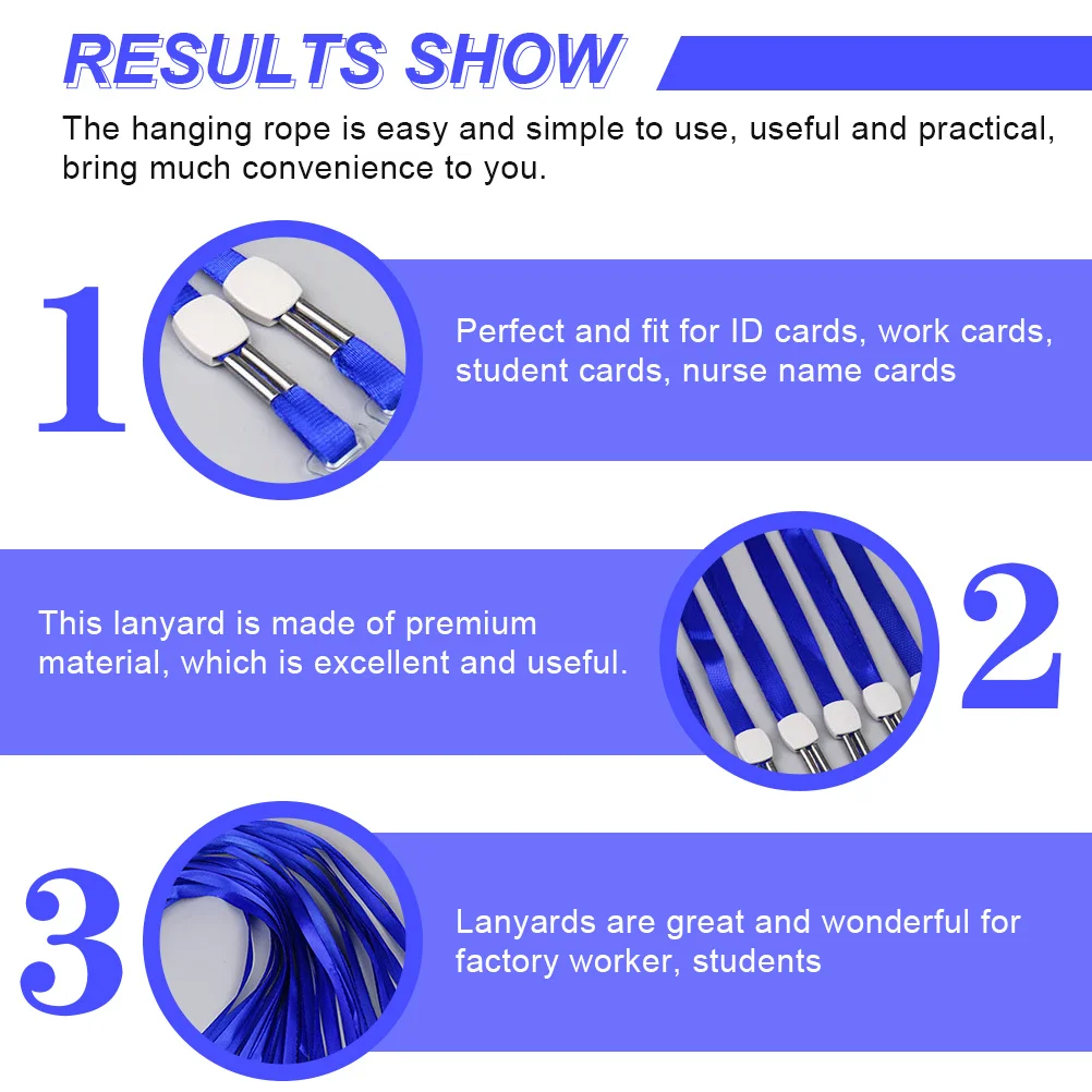 

20Pcs Lanyard for Id Badge Cover Work Card Holder Blue Breakaway Neck Strap Name Tag Clip Ideal for Hotel Key Nurse Name Card