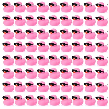 1-100 יחידות ברווזים גומי מיניים סט פינקס לחג האהבה בכמות גדולה עם משקפי שמש, ברווזים צועקים למסיבת יומולדת