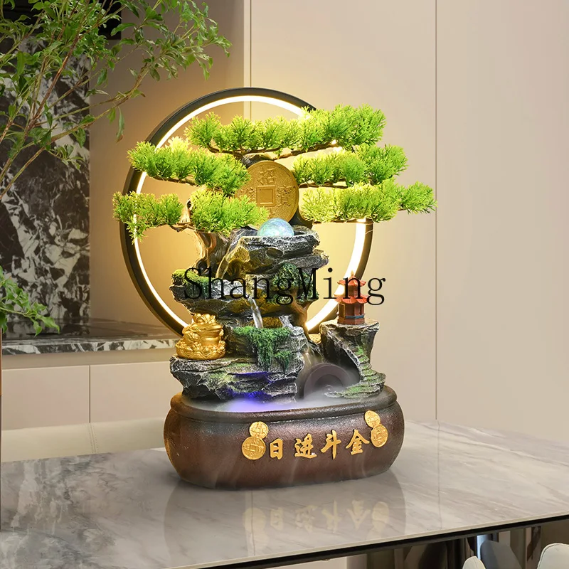 CL-rueda de Feng Shui de agua de montaña falsa, atracción de riqueza, progreso diario, recolección de oro, cuenco del Tesoro, decoración de oficina