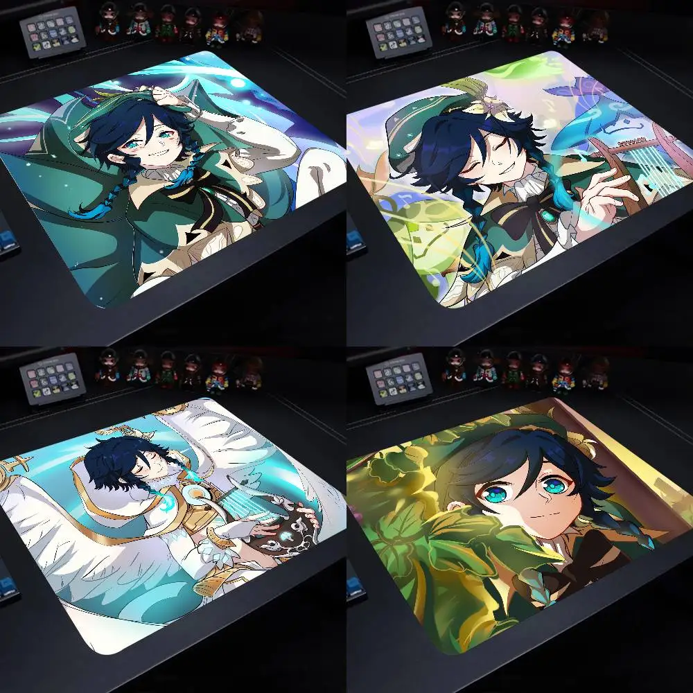 Venti Genshin Impact Mouse Pad 22X18 Square Computer Accessories Office Game Table Mats Rubber Anti-slip Mousepads