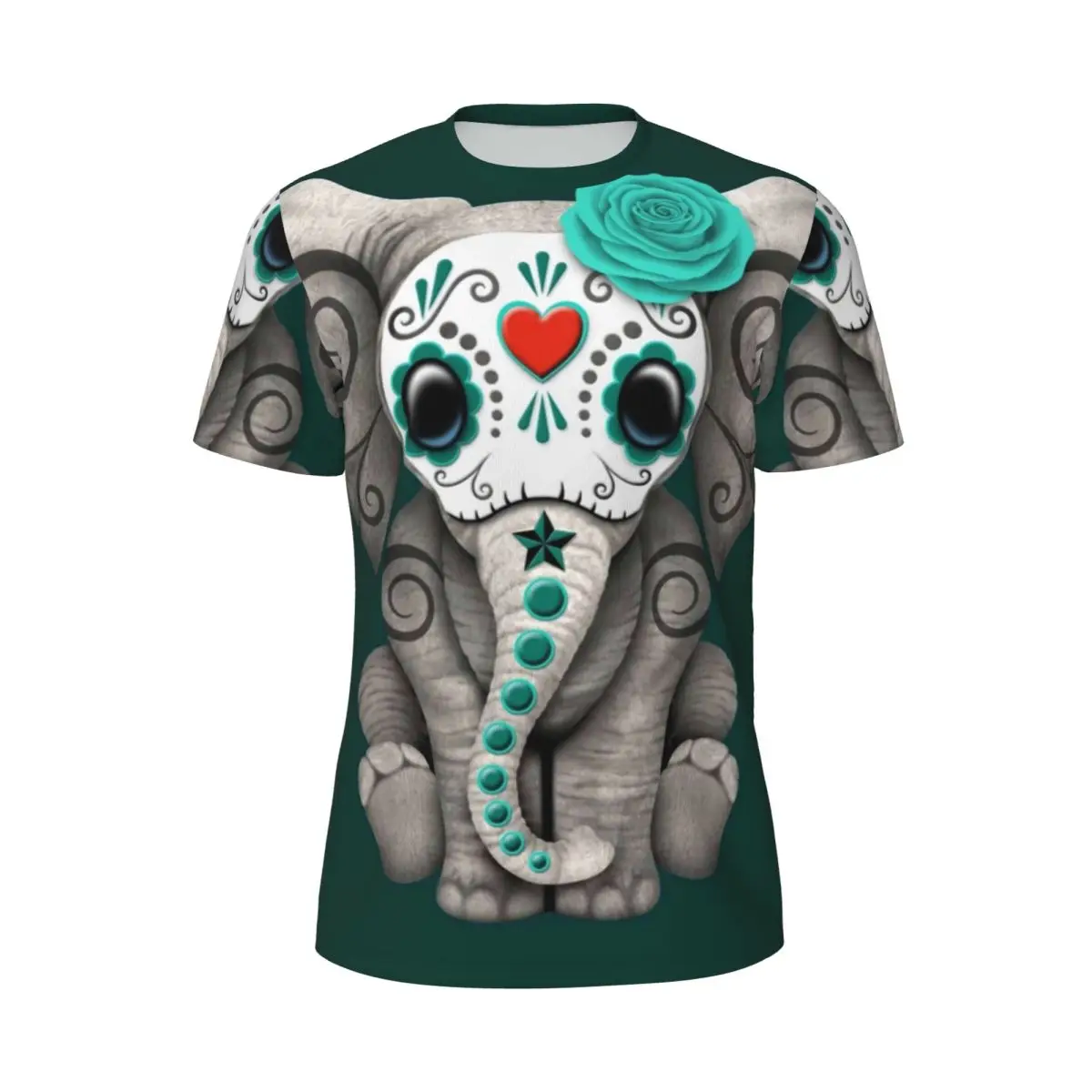 

Sugar Skull Baby Elephant Sports T-Shirt Day of the Dead Fashion T-Shirts Man Tshirt Summer Short Sleeve Design Top Tees