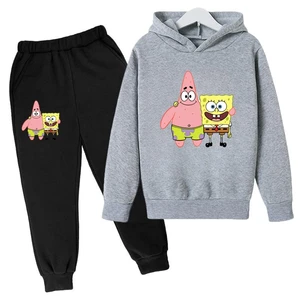 Bob Esponja Crianças Primavera Outono 2 pçs Dos Desenhos Animados Patrick Casual Hoodie + Calças Fatos de Treino 2-13 Anos Meninos Meninas Roupas Crianças Conjuntos 10 principais vendas bob esponja pants - №7