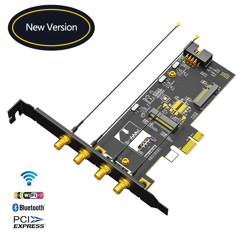 

M.2 Key B 3G/4G Module + M.2 Key-A Wifi Card to PCI Express X1 Expansion Card SIM Slot 3G/4G Bluetooth Signal 9-Pin Cable for PC