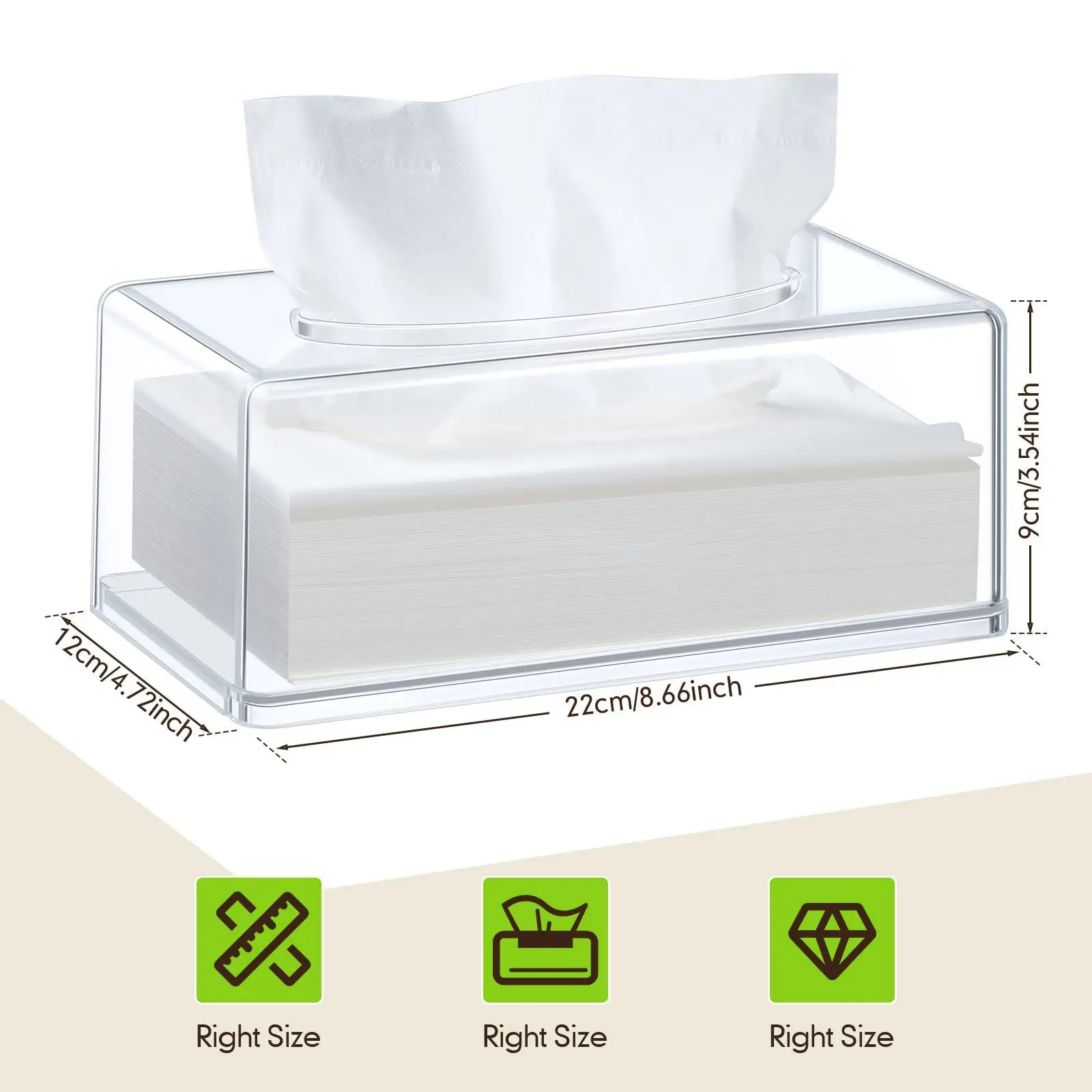 1PCS clear Tissue Dispenser Box,Acrylic transparent Restaurant hotel tissue storage box,Paper rack,size 22x12x9cm