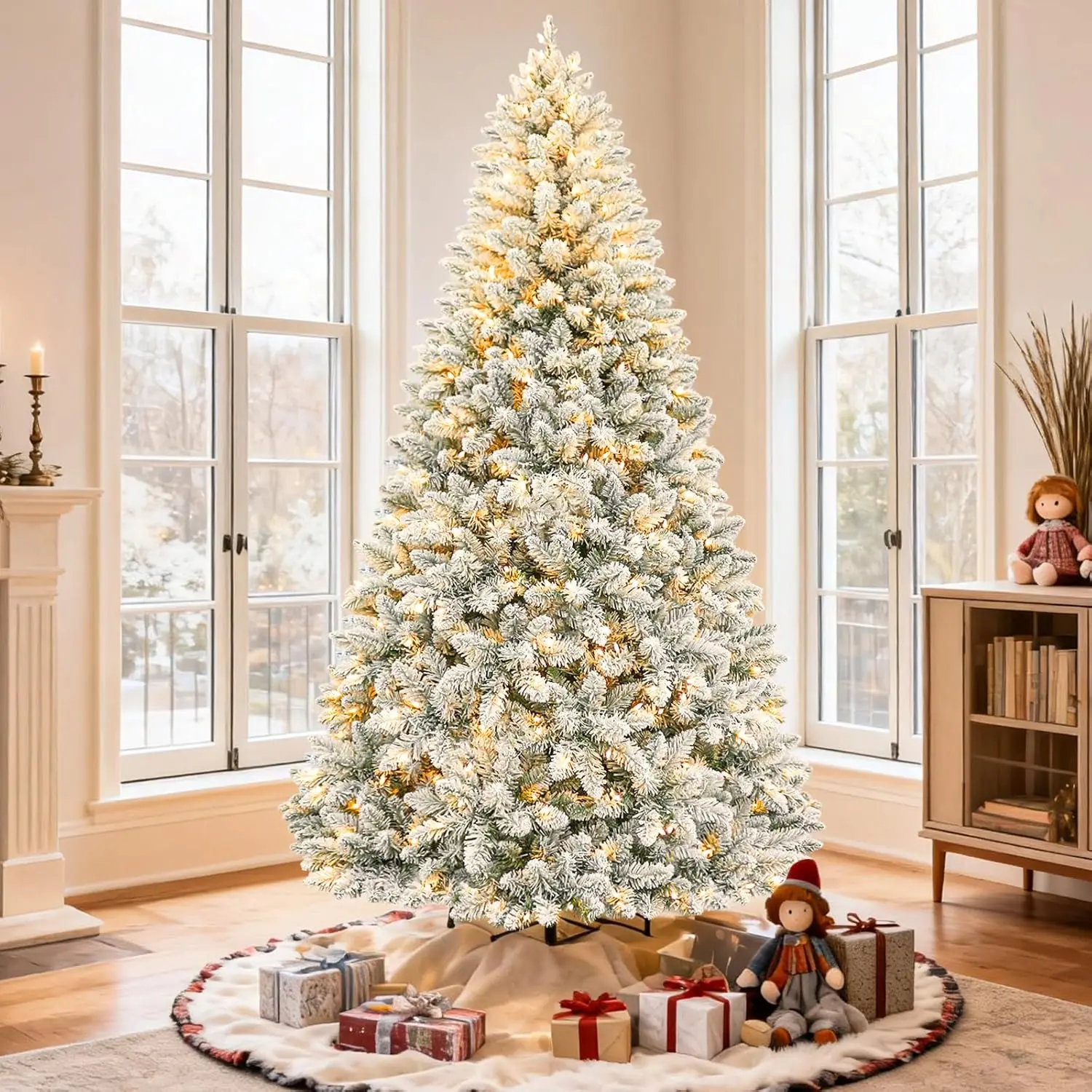 شجرة عيد الميلاد المتدفقة بطول 7.5 قدم مع 450 مصباحًا، و1446 نصائح، وحامل معدني #1