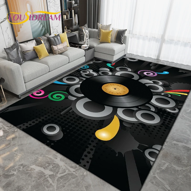 Classical Music Vintage Vinyl Record Area Rug Large,Carpet Rug for Living Room Bedroom Sofa,Kitchen Bathroom Non-slip Floor Mats