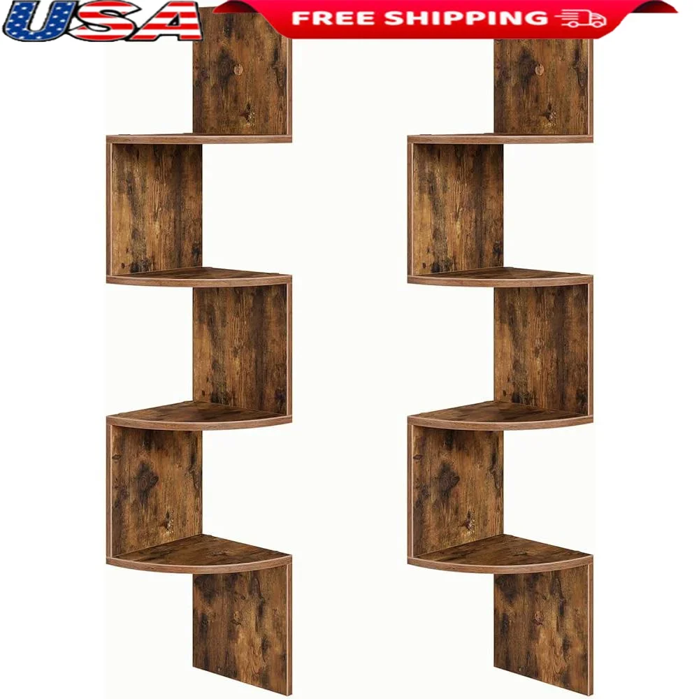 

Wall-Mounted Corner Shelves Set of 2 Floating 4-Tier Storage Solution Living Room Bedroom Office Decor