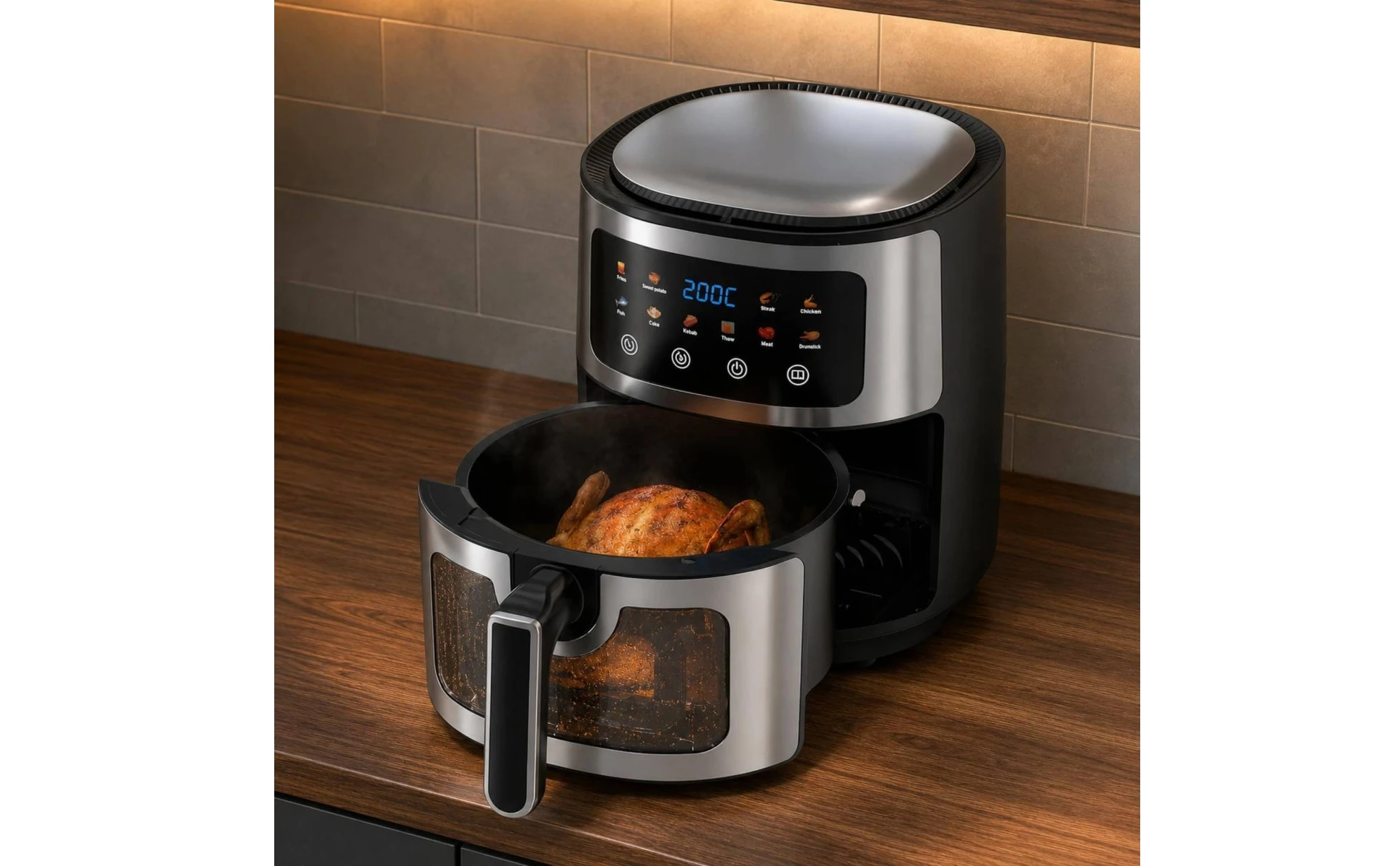 6 L Air Fryer Viewing Window Digital Fryer Countertop Cooker Temperature Display Kitchen Appliance Press Controls 6 L Air Fryer Viewing Window Digital Fryer Countertop Cooker Temperature Display Kitchen Appliance Press Controls