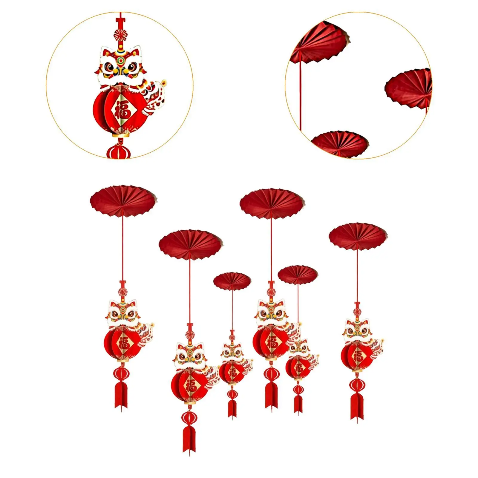 Red New Year Ceiling Tassel Pendant Paper Hanging Decoration Ornament for Chinese New Year 2026 Festival view 2