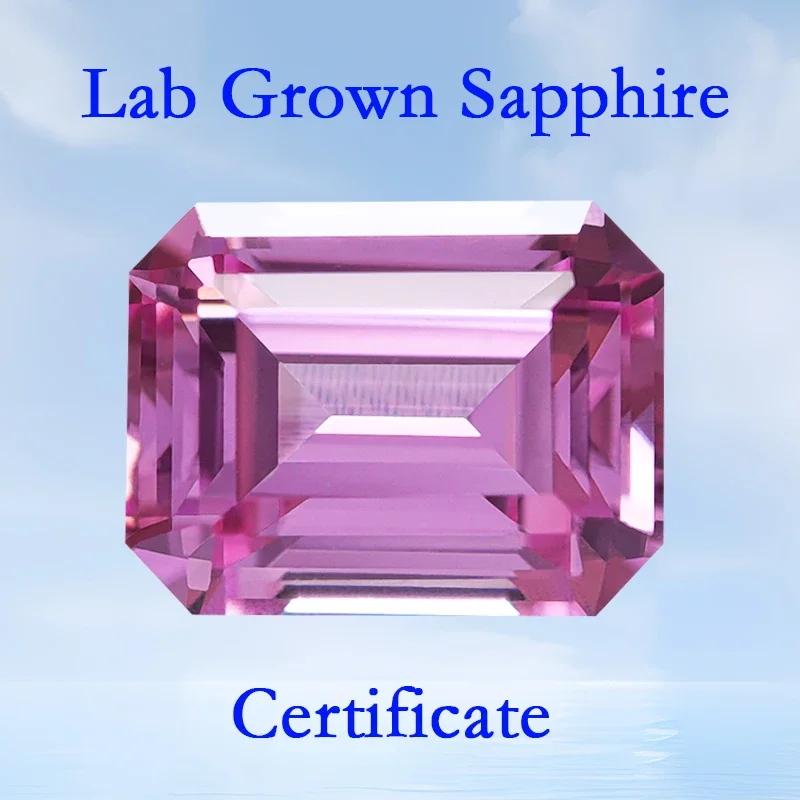 

Lab Grown Sapphire Emerald Cut Pink Color VVS1 Charms Beads for DIY Jewelry Making Necklace Materials Selectable AGL Certificate