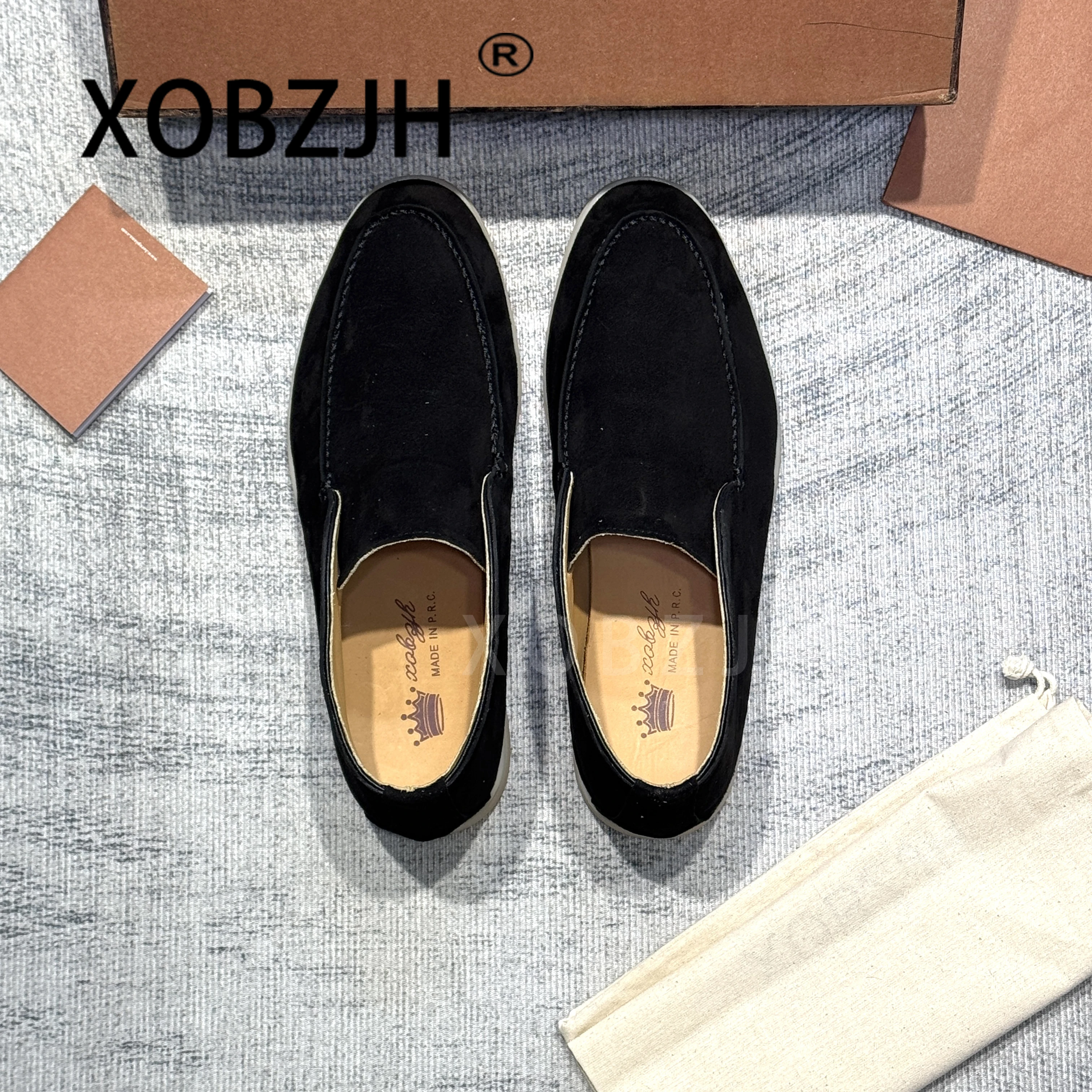 2025 High Top Nude Casual Men Kid Suede Loafers Flat Shoes Slip On driving lazy Winter Open Walk  free shippiing Shoes