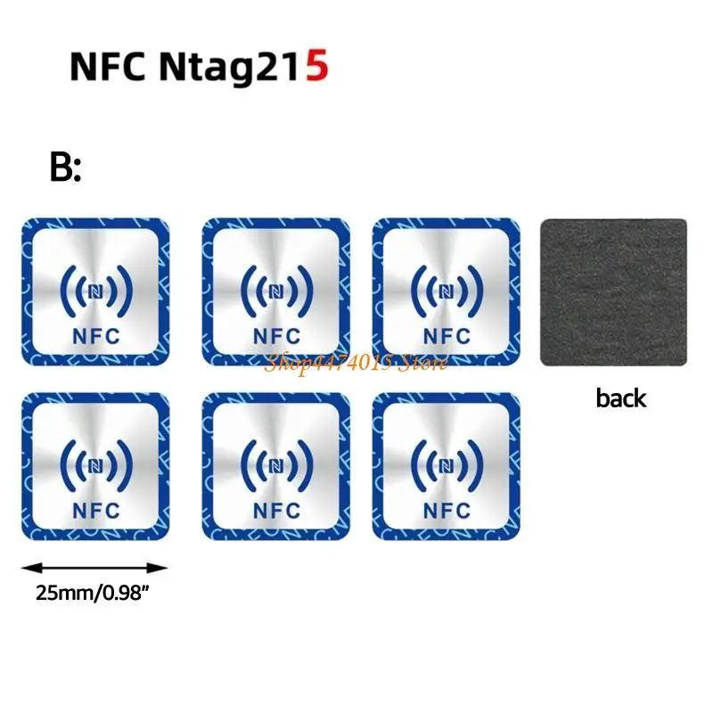 K1AA 6pcs/Lot Tags Stickers NTAG215 Анти -металлическая клейкая наклейка RFID Universal Lable NTAG215 TAG Metallic