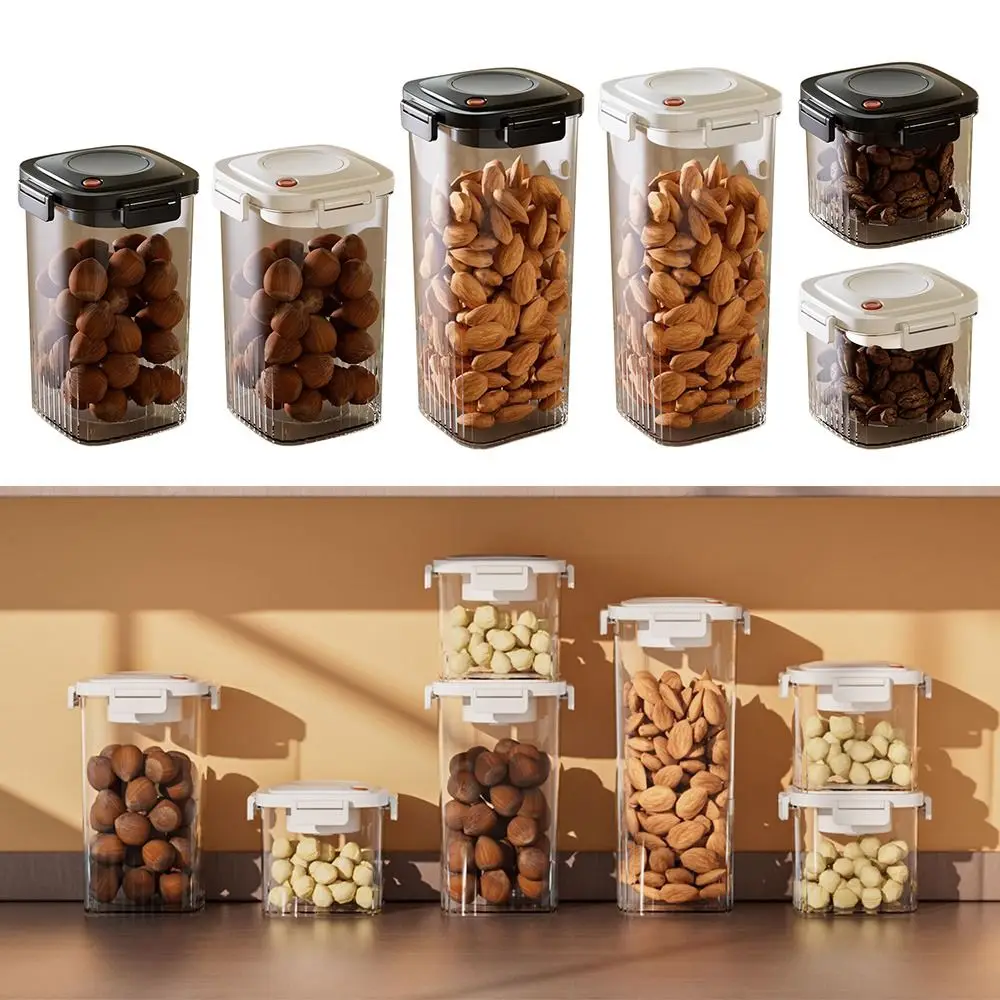 

Firm Press Vacuum Sealed Tank Large Capacity Transparent Sealed Jars Food Grade Stackable Grain Storage Organizer Household
