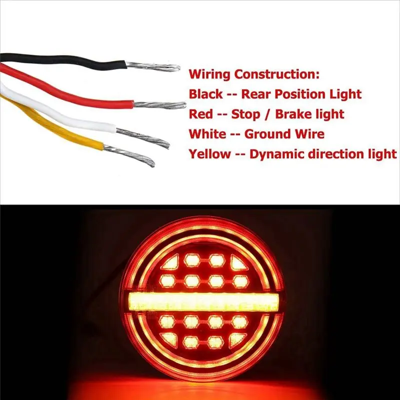 Efficientt-5.3Inch Round LED Truck Trailer Light Rear Brake Light DRL Flow Turn Signal Light For Truck Ships Van Boat Lorry