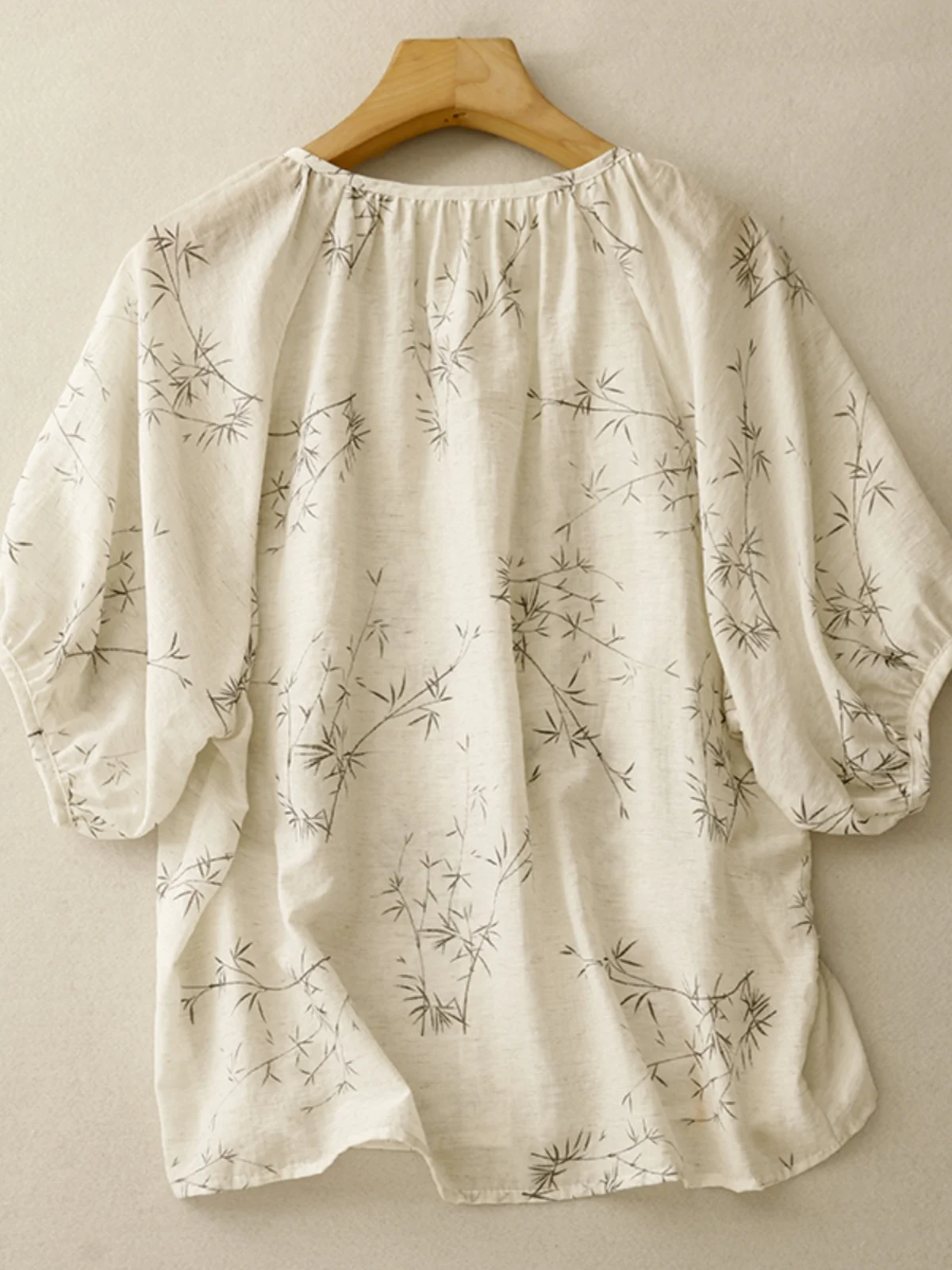 جديد الصينية Sle الاتجاه الوطني الحبر الخيزران طباعة القطن الكتان irt المرأة الصيف أناقة الفن فضفاض التخسيس الكتان ort Sle... #4