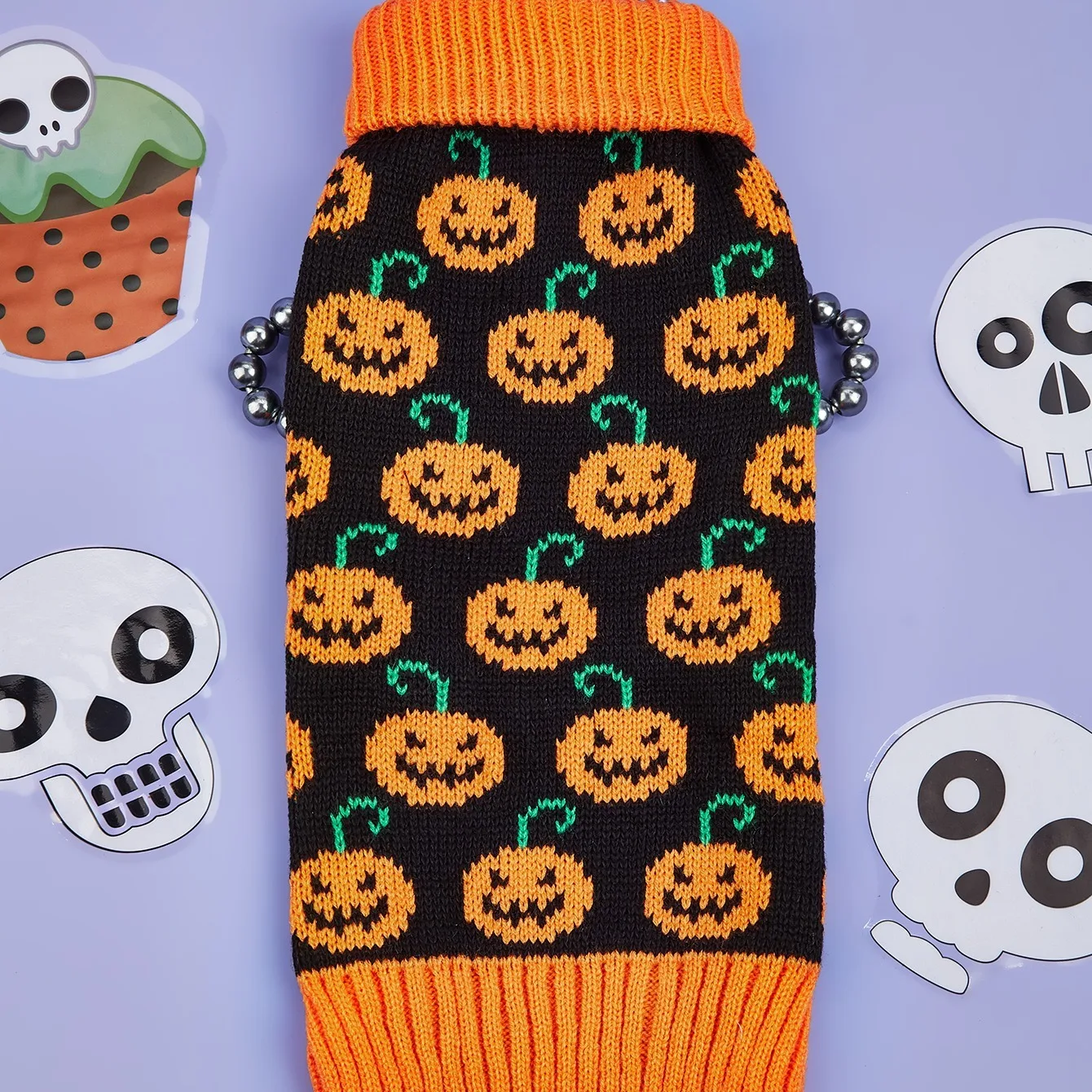 Halloween Dog Sweater Pumpkin Pet Turtleneck Sweater  Dog Knitwear Warm Cat Sweatershirt