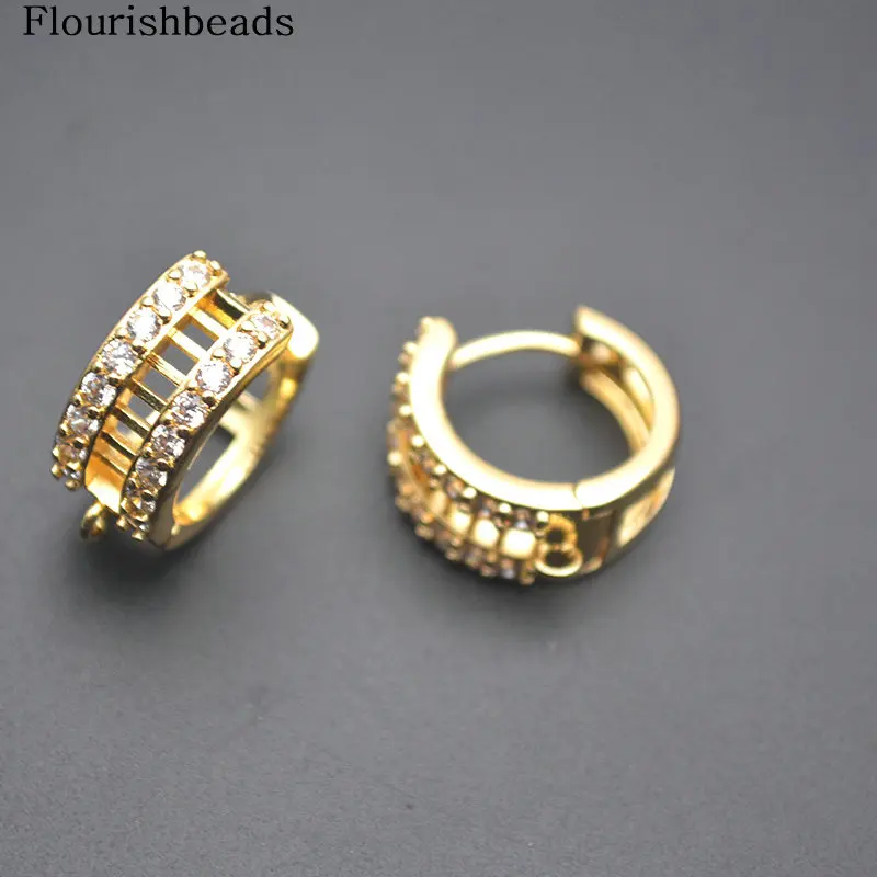 

30 шт., широкие квадратные круглые серьги-кольца из 18-каратного золота с цирконием, принадлежности для изготовления ювелирных изделий