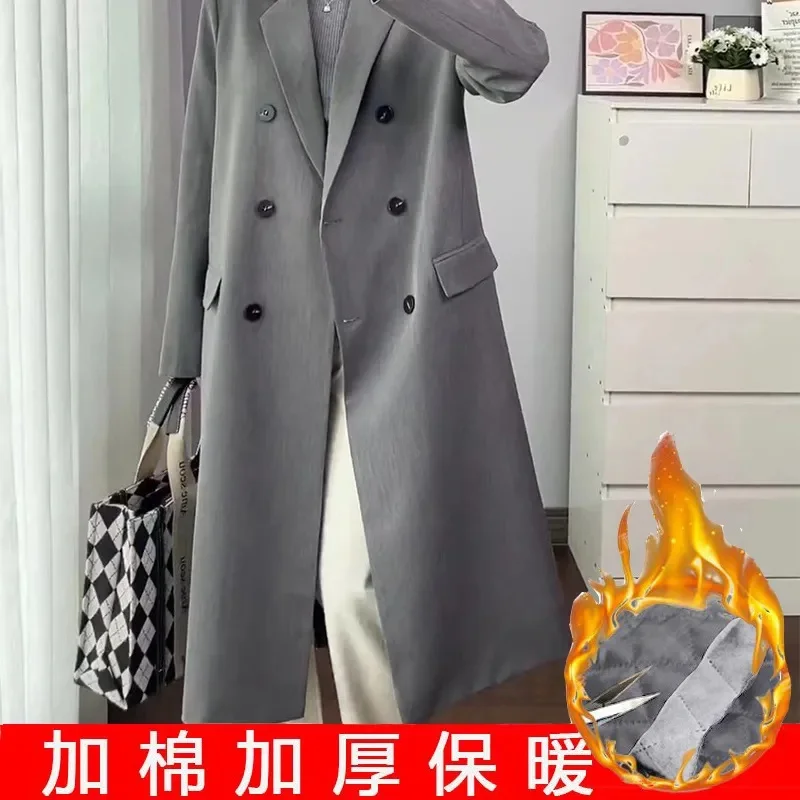 

Корейская женская модная ветровка, пальто Advanced Lady, однотонный плащ, осенне-зимняя женская верхняя одежда на длинной подкладке