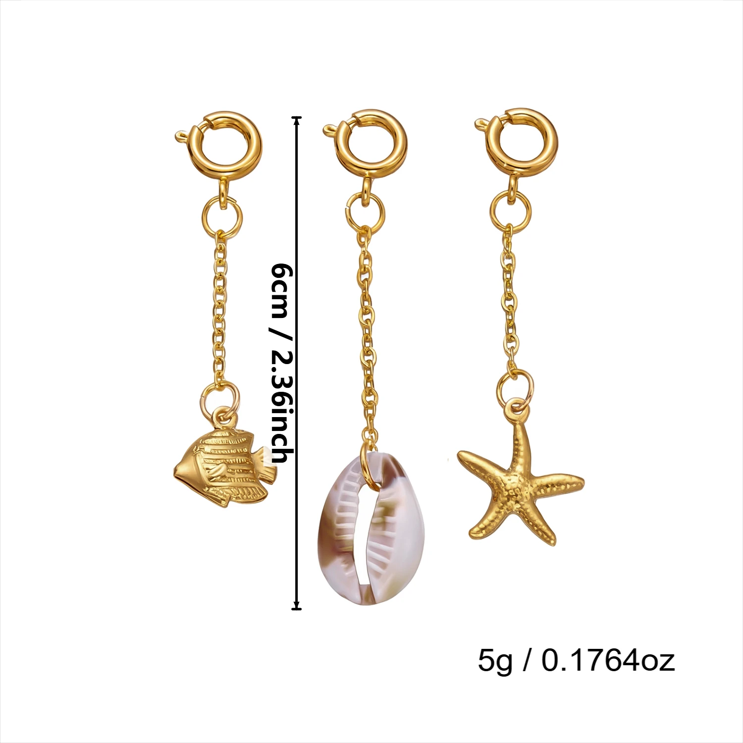 Edelstahl Muschel Seestern Bikini-Verschluss für Damen Kreativer Sonnen-Seepferdchen-Anhänger Bikini Bademode Körperschmuck – Detail 7