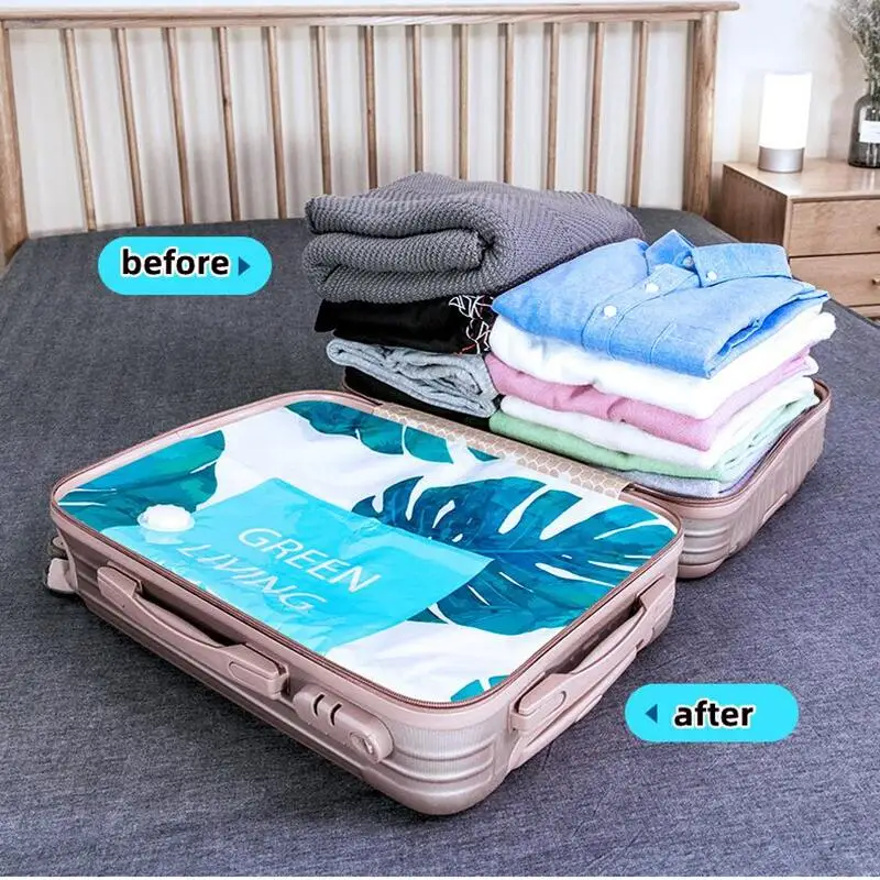 Reusable Vacuum Bag and Pump Cover for Clothes Storing Large Plastic Compression Empty Bag Travel Accessories Storage Container