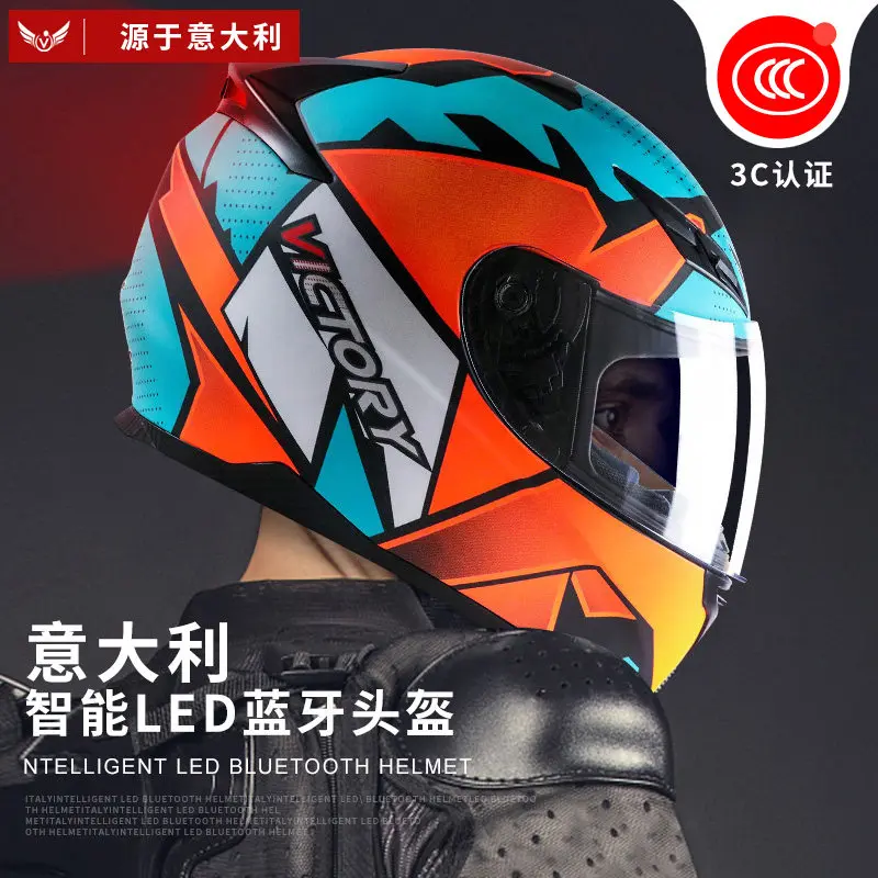 

3C Certified LED Light Motorcycle Helmet Men's And Women's Summer Electric Vehicle Helmet All Season General Motorcycle Helmet