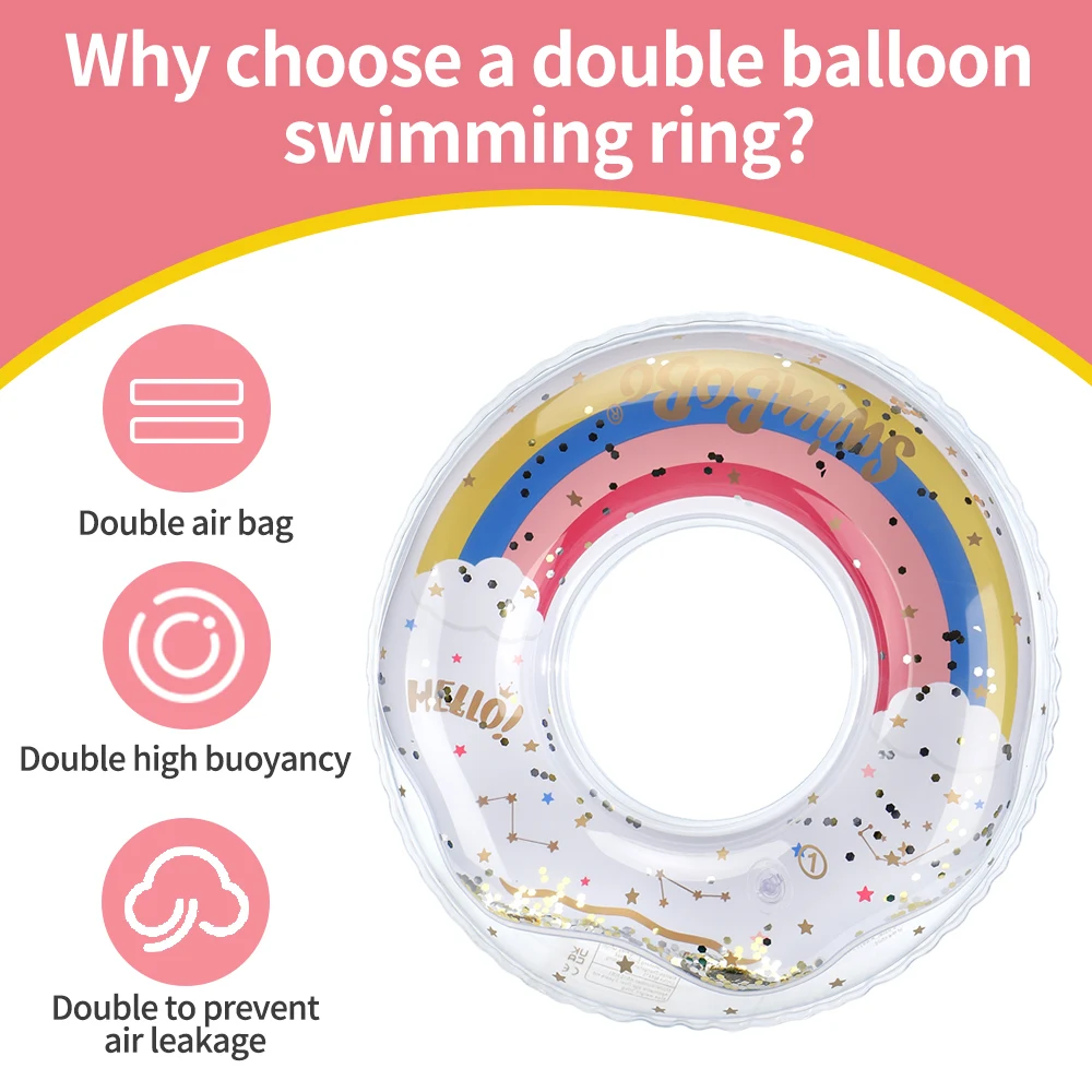 Swimbobo New Style Baby Float Ring Rainbow For Kids PVC Inflatable Swimming Underarm Rings Children Floats In Summer Floating