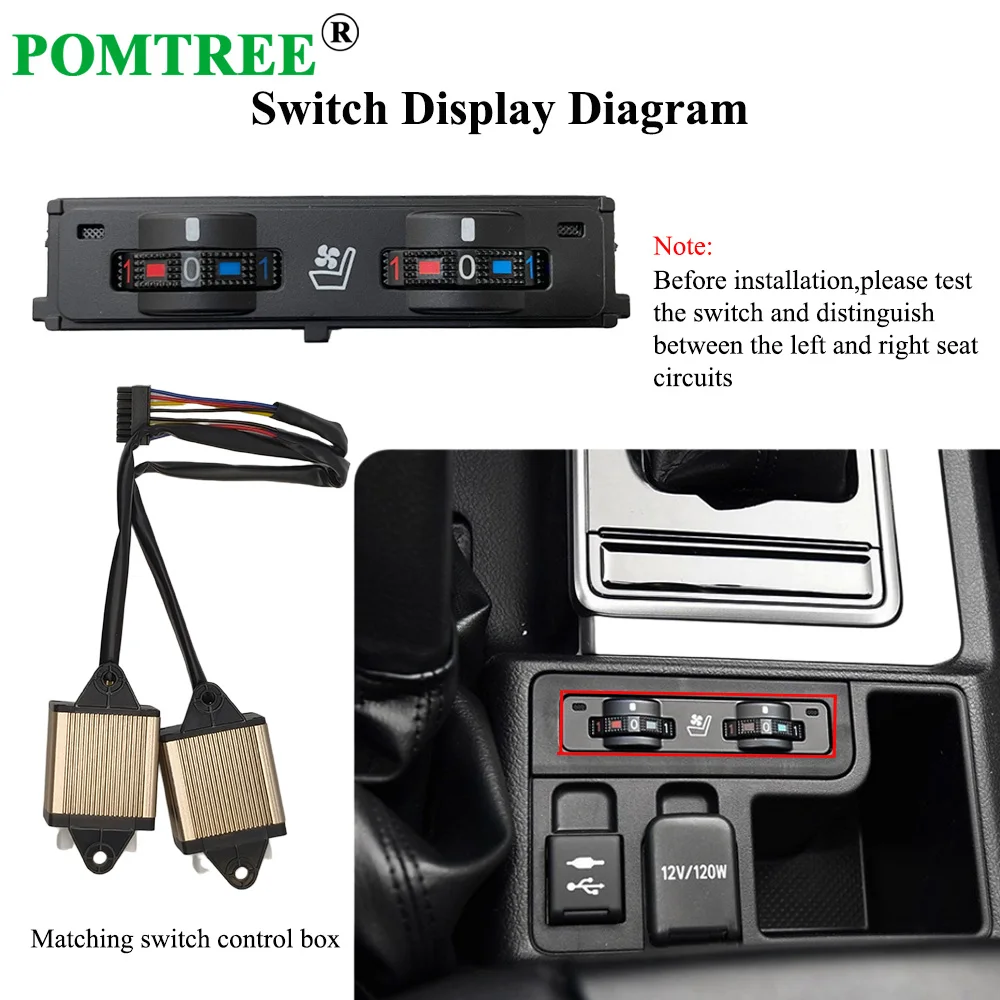 Built-in Car Seat Ventilation Cooling and Heating System Kit Compatible With 2018 Toyota Prado Includes Dedicated Switch & Fans