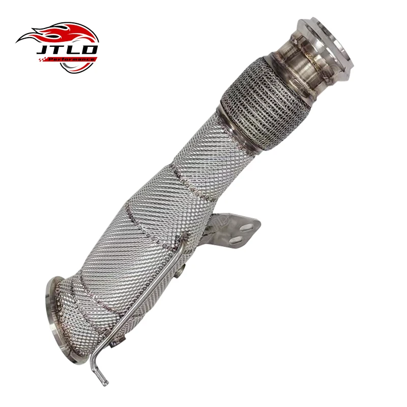 JTLD Stainless Steel Euro 5 Catless Exhaust Downpipe with Heat Shield for BMW B58 M140i M240i M340i M440i G20 F30 G30