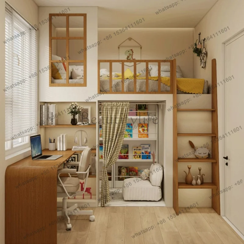 Storage Double Decker Kids Beds Guardrail Loft Single Design Children Beds Frame Modern Style Camas