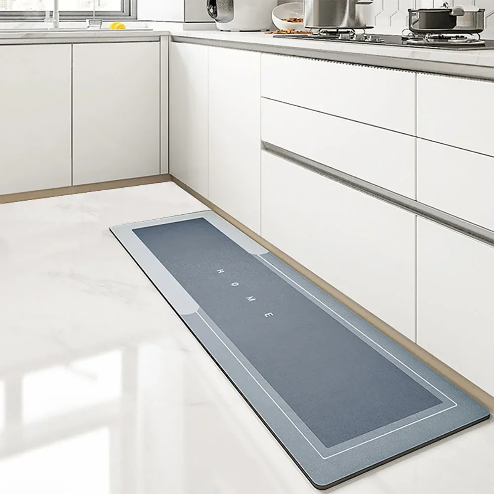 Alfombrilla de terciopelo de cristal superabsorbente para el suelo de la cocina, alfombrilla antideslizante para el baño, lavable y con tiras largas