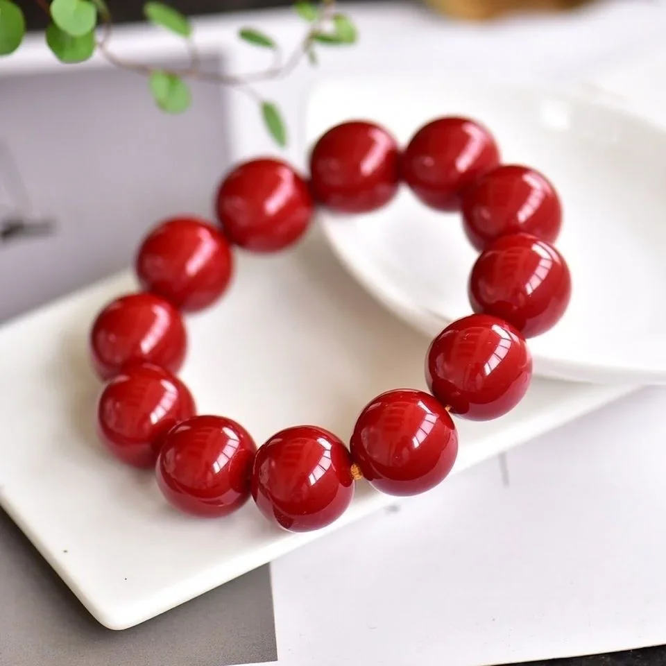 UMQ Natural Red Coral Hand String Buddha Bracelet Buddhist Meditation Beads Wealth Transfer Birthyear Prayer Beads